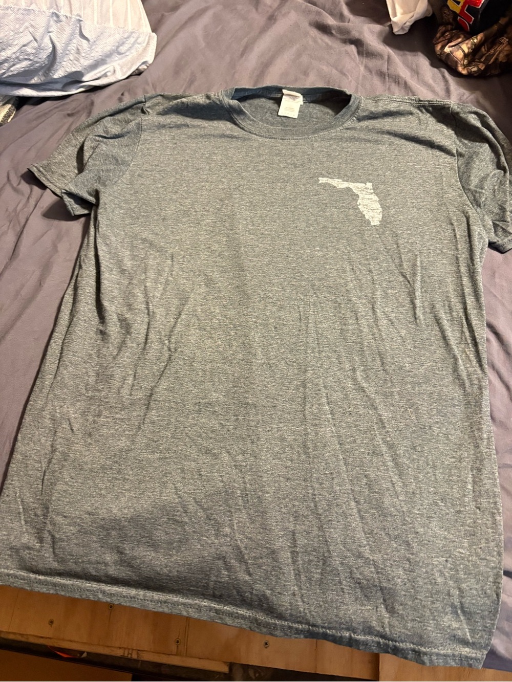 Gildan Gray Heather Short Sleeve Tee with Florida Outline